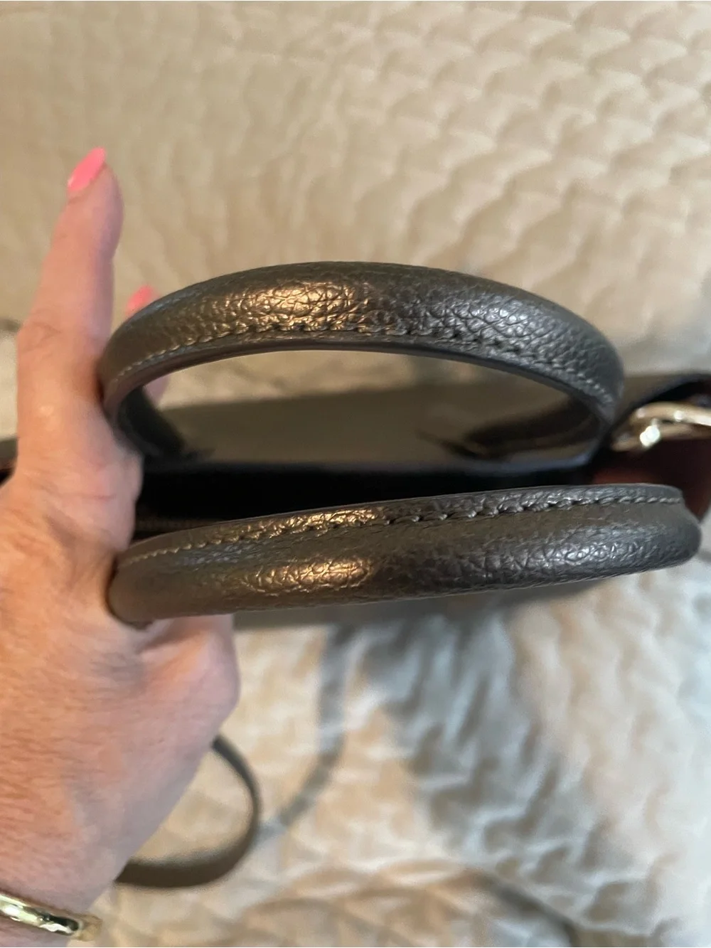 kate spade metallic bronze sachel cross body with detachable strap